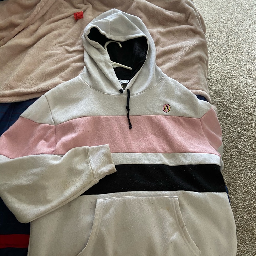 White Odd Future hoodie w/ Pink and Black stripes